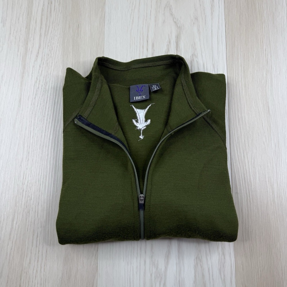 Ibex Merino Wool 1/2 Zip Pullover - Made In USA Men's Size XL Green